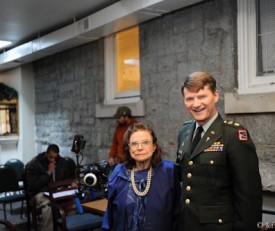 Dr Verna and Ret Major Jim Linzey on set of INIQUITY
